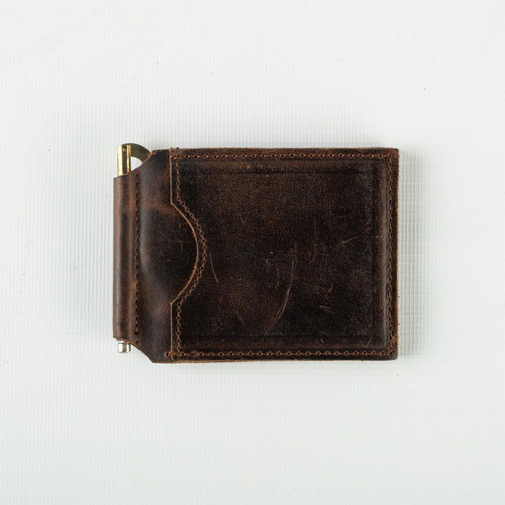 OCTA Dollar-Size Leather Money Clip Wallet