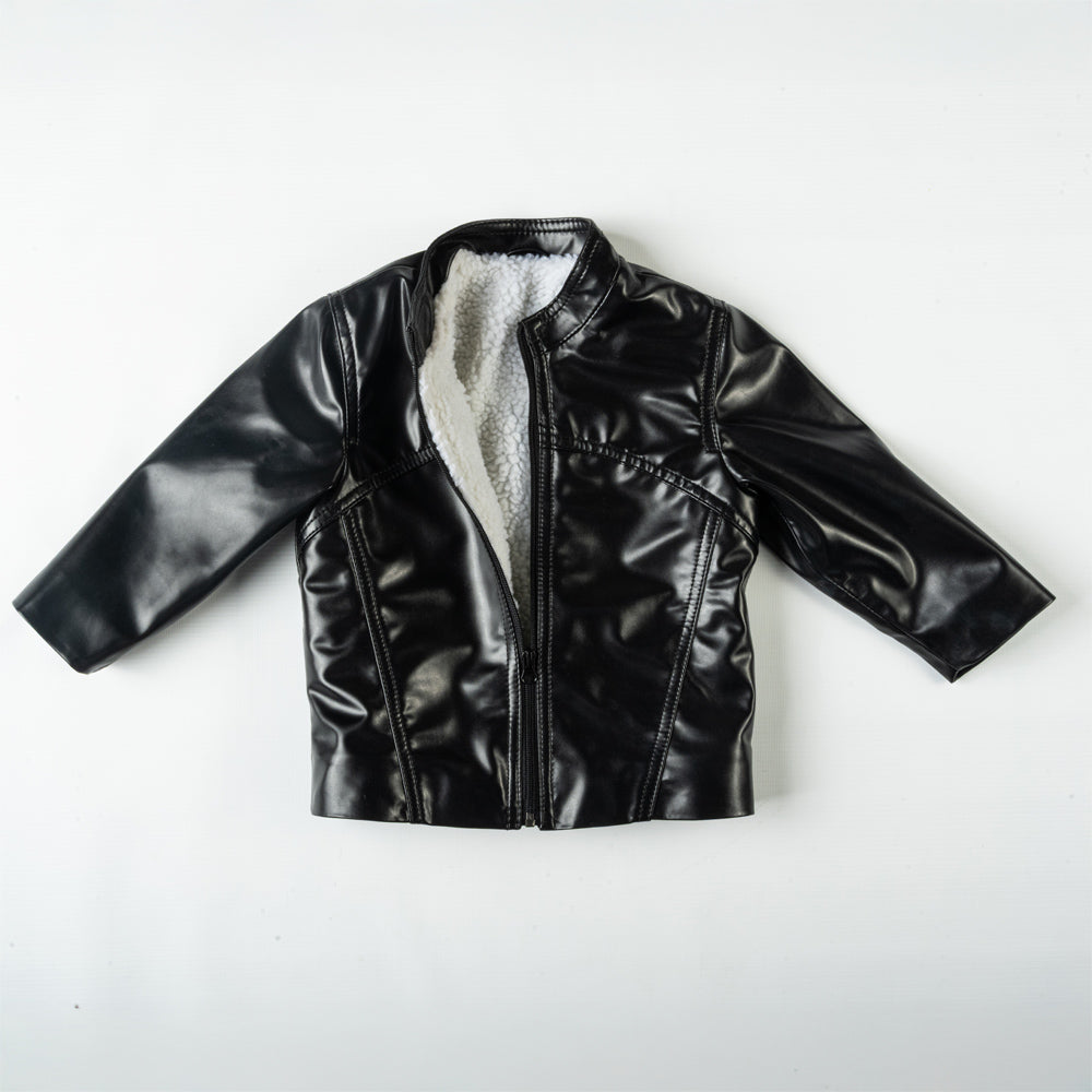 Kids PU Jacket with Sherpa Lining