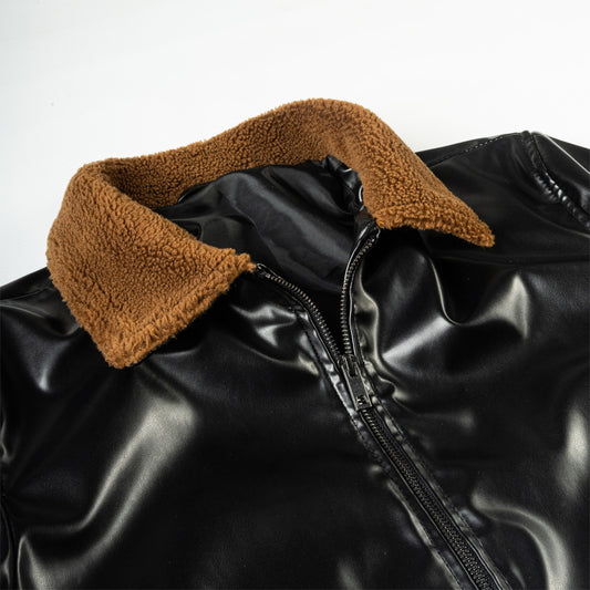 Men’s PU Jacket with Sherpa Collar