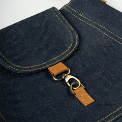 Denim Shoulder Bag with Leather Details