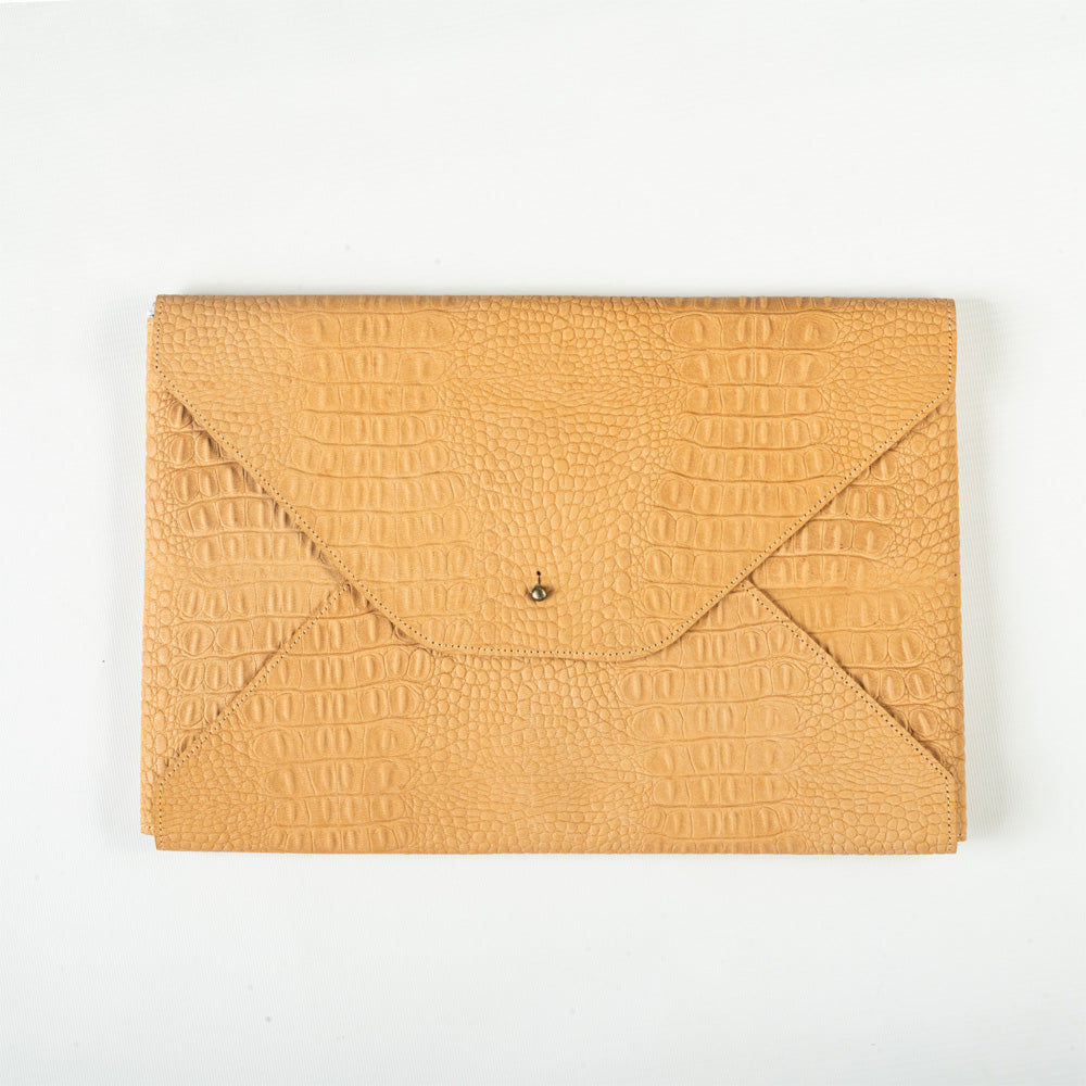 Crocodile Embossed Leather Laptop Sleeve