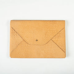 Crocodile Embossed Leather Laptop Sleeve
